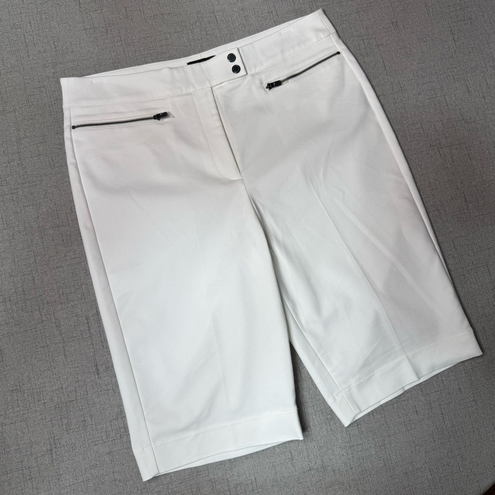 White House Black Market 12” Bermuda Short White Knee Length Stretch Short 10 - Picture 4 of 10